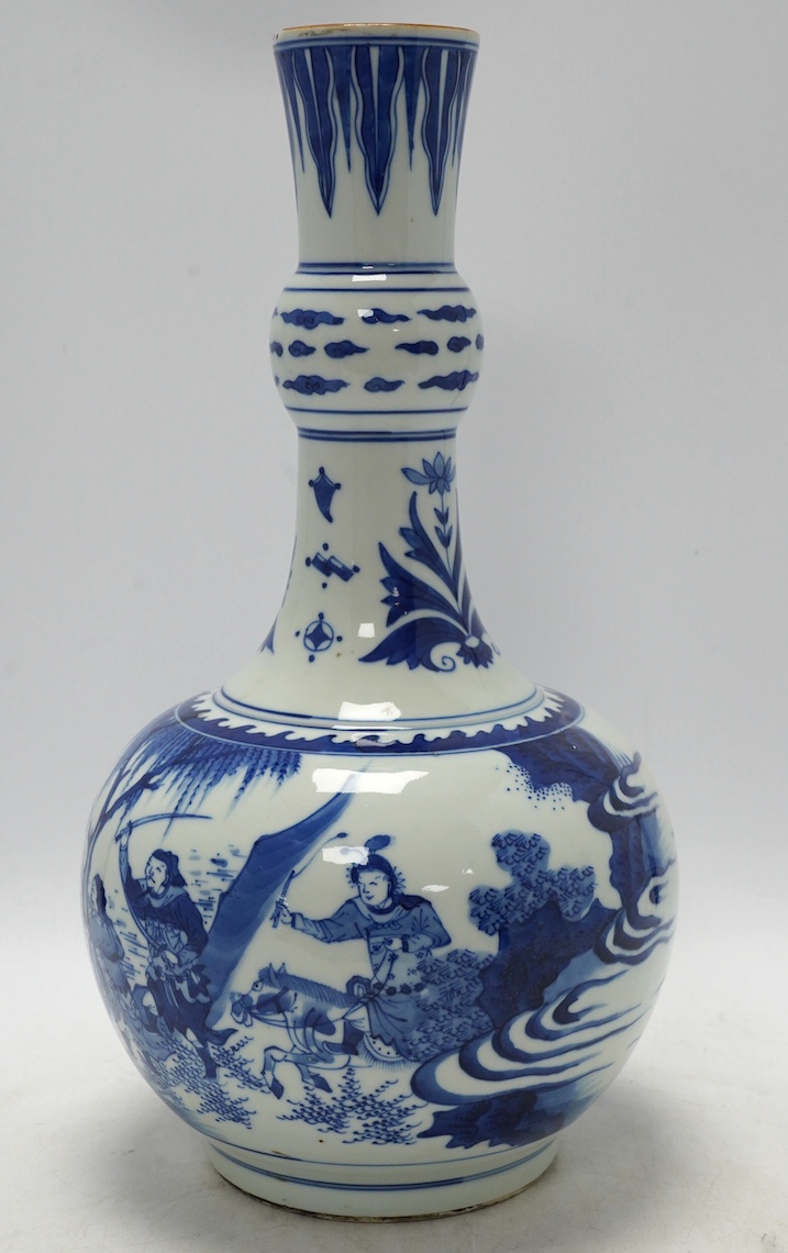 A Chinese blue and white garlic neck vase, 37cm. Condition - good